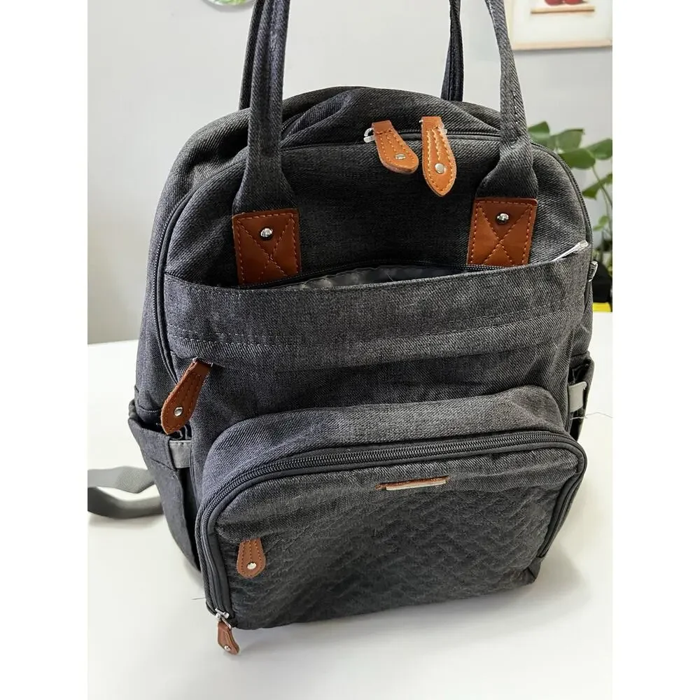 BabbleRoo Diaper Bag Backpack - Dark Gray Waterproof Travel Baby
